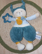 Doudou peluche BABYNAT OURS POLOCHON ACTIVITE  BLEU