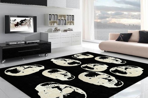 Tapis laine naturelle noir - laine,