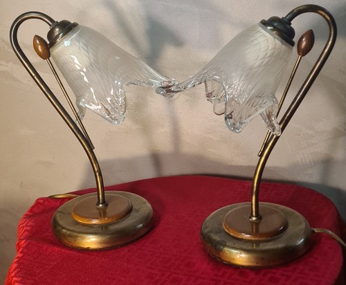 Lampe chevet laiton - bois, et