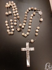 Chapelet Ancien En Perles De Nacre  Croix En Nacre Et Garniture En Argent