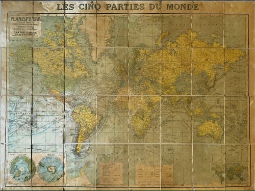 Planisphere couleur fin 19è - couleur,