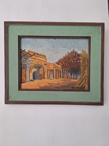 Antique oil painting landscape
