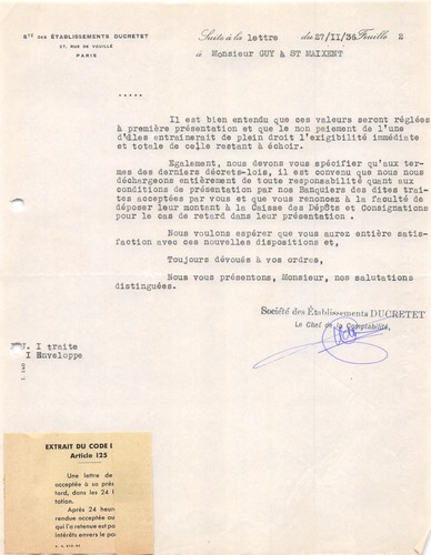Facture 1936 societe des - facture,