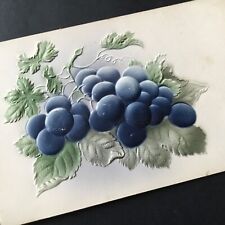Carte Ancienne Gaufrée Grappes de Raisin 1909 CPA Post Card