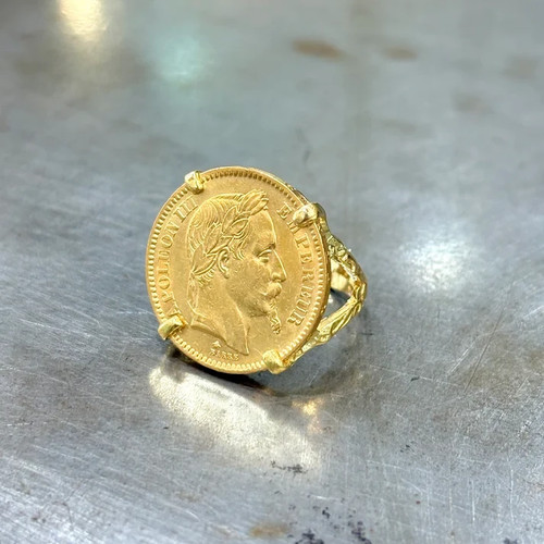 Bague pièce jaune - or, &