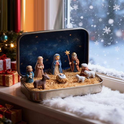 Mini crèche noël petite - noël,,