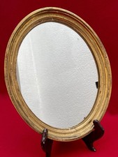 Ancien Miroir Mural Ovale au Mercure – Bois et Stuc Doré – XIXe siècle