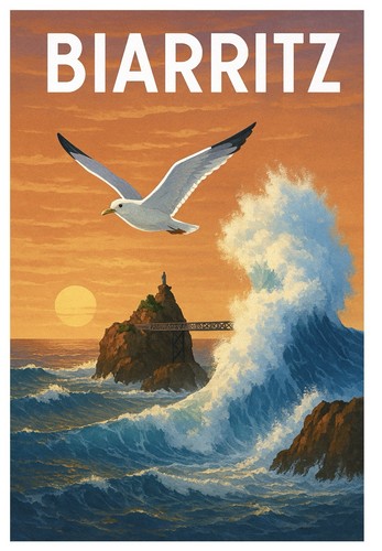 Affiche poster biarritz - affiche,