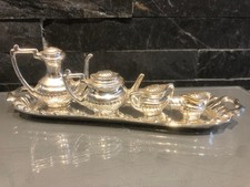 Plateau service a thé miniature métal argenté anglais vintage collection