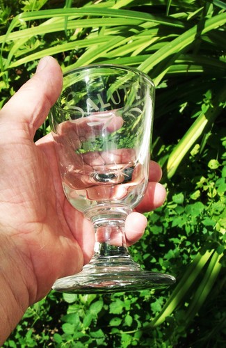 Ancien verre pied gravé de - verre, à