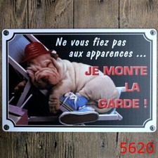 PLAQUE  EN ÉTAIN CHIEN  30X20