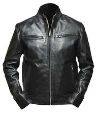 Blouson de motard noir en peau