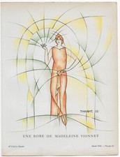 THAYAHT Robe de Madeleine VIONNET 1922 Pochoir Art Déco GAZETTE DU BON TON