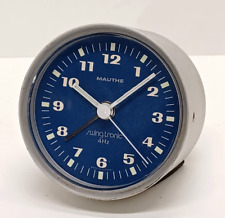 Réveil rond, alu, cadran bleu "MAUTHE" fonctionnel, à pile