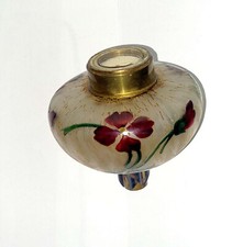 TOUPIE PIANO LAMPE PETROLE FLEURS EMAILLE