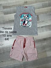 Château De Sable Tissaia 10 Ans Lot Garçon : T Shirt + Short de bain Rayé Rouge