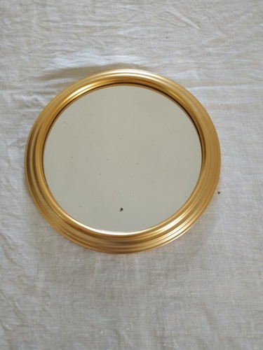 Plateau miroir rond doré