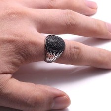 Bague Noire homme argent