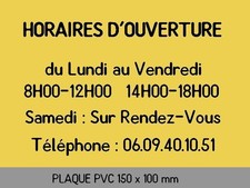 plaque pvc horaires ouverture or 150x100mm