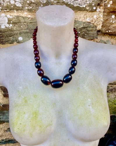 Collier bakelite rouge - rouge, cerise