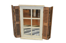 MIROIR EN FORME DE FENETRE  AVEC VOLETS EN BOIS 