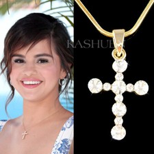 Or TN Croix Avec Cristal Swarovski Jesus Lord Religieux Collier Bijoux