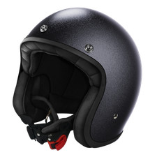 Casque Jet Moto Stormer Quartz Glitter Noir Mat Café Racer Vintage Rétro
