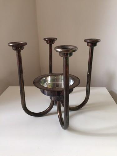 Grand bougeoir métal argenté - bougeoir,