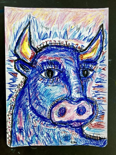 Tableau peinture taureau - tableau,