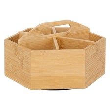 Boîte à Thé Rotative en Bambou "6 Compartiments" 22cm Naturel