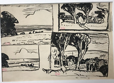 dessins encre PAYSAGES BRETONS BEAUFRERE Bretagne vintage antique tableau µ