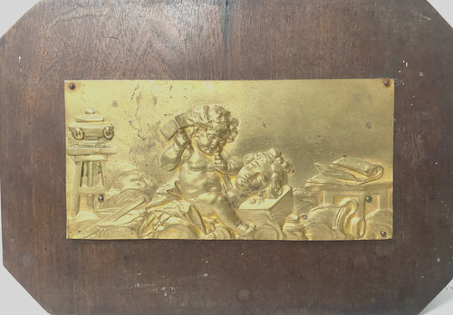 Plaque bronze doré décor - en,