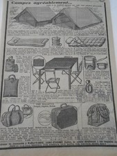 Pub Ancienne 1951 Articles de Camping Tente cadanienne sca de couchage etc