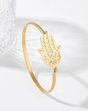 Bracelet Fin Main Doré Or Femme Bijoux En Acier Inoxydable Jonc Jaune +Cadeau