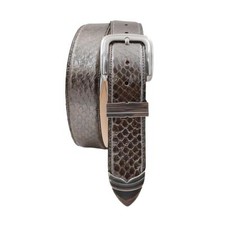 Ceinture unisexe en métal Python de 4 cm, doublée en pur cuir nubuck