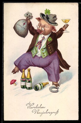 Carte postale cochon - , en
