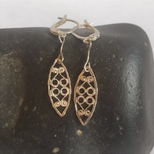 Boucles D'oreilles Dormeuses Vintage /Anciennes /Arabesques /Métal Argenté