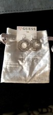 Boucles d'oreilles guess argentées imprimées logo guess neuves + pochette cadeau