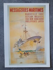 (CP001) Carte affiche  illustrateur Messagerie Maritimes Marseille Inde