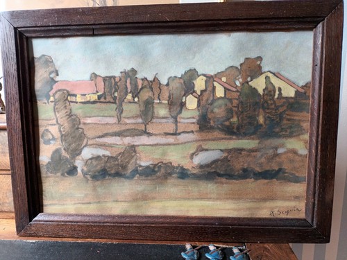 Huile tableau ecole - huile,