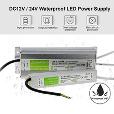 Transformateur d'alimentation electrique de conducteur IP67 DEL AC-240V-DC12/24V