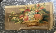 Fragment De Tapisserie Tissée Main Fin XIX Aubusson Corbeille De Fruits