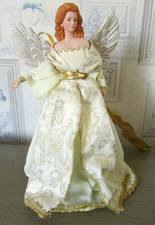 Décoration de Noël Ange de la cime du sapin Visage & mains en céramique Ht 30 cm