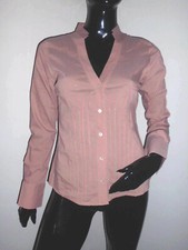 CHEMISE CINTRER FEMME ZARA BEIGE A FINE LIGNE ROSE FLUO COL CHINOIS TAILLE SMALL
