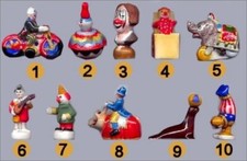 2005 EPI FOLIE LES JOUETS DU CIRQUE FEVE PORCELAINE MAT ou BRILLANT 3D au choix