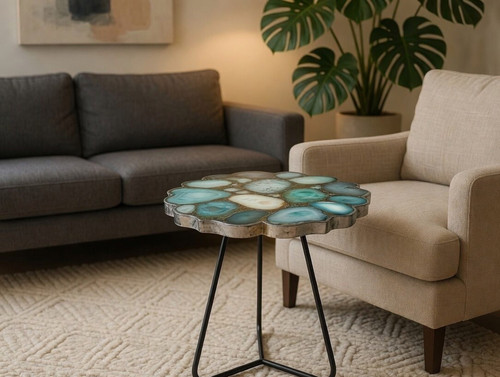 Green agate table top - table, –