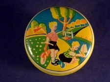 RARE ancienne boîte double jouet trottinette enfant ourson école éponge 1930 