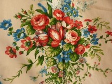 RIDEAUX TISSU DECOR FLEURS VINTAGE BOUSSAC LAURENT STEVE FLOWERS FABRIC CURTAIN