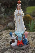 RE0422 FIGURINE  STATUE VIERGE FATIMA  RELIGION ENFANTS  EGLISE JESUS DIEU 26CM