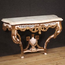 Console bois laqué doré marbre style ancien Louis XV meuble table 20ème siècle